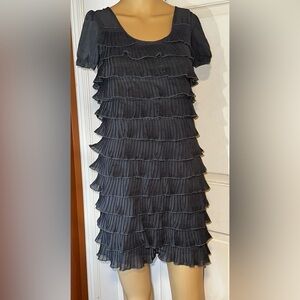 NWT Cache Cache Tiered Ruffle Mini Dress Gray Size XS